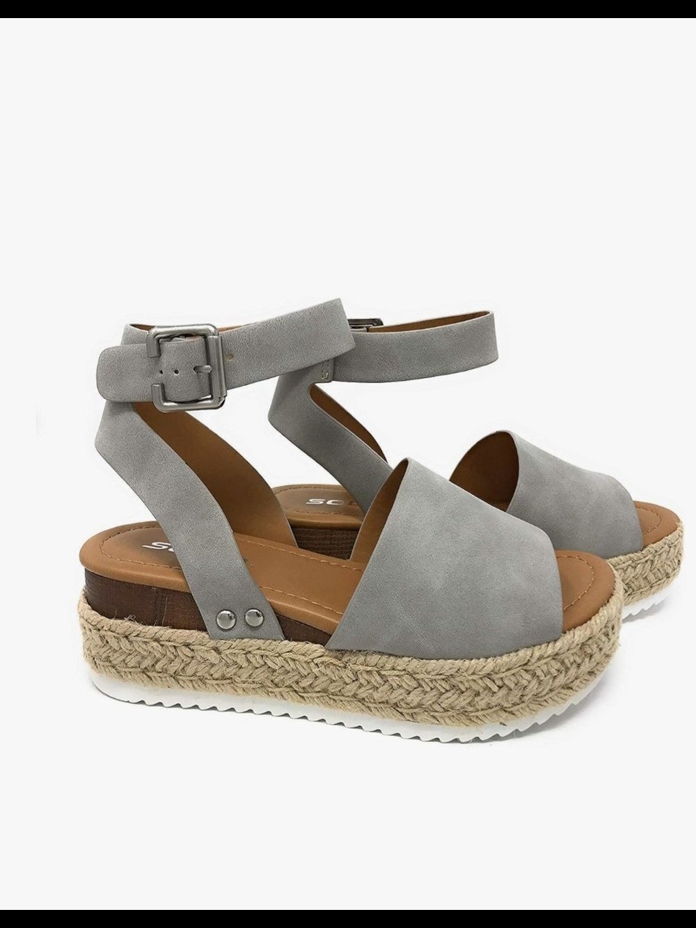 Soda Light Gray Espadrille Platform Ankle Strap Sandals